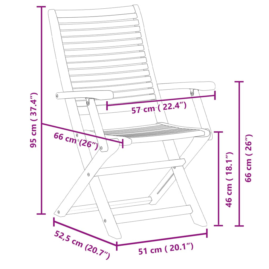 Tuinstoelen Inklapbaar 57X66X95 Cm Massief Acaciahout 4
