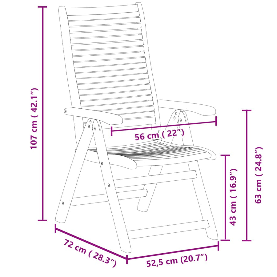 Tuinstoelen Verstelbaar 56X72X107 Cm Massief Acaciahout 4