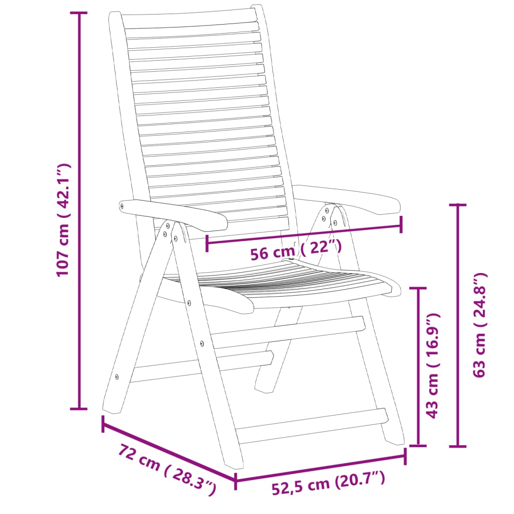 Tuinstoelen Verstelbaar 56X72X107 Cm Massief Acaciahout 6