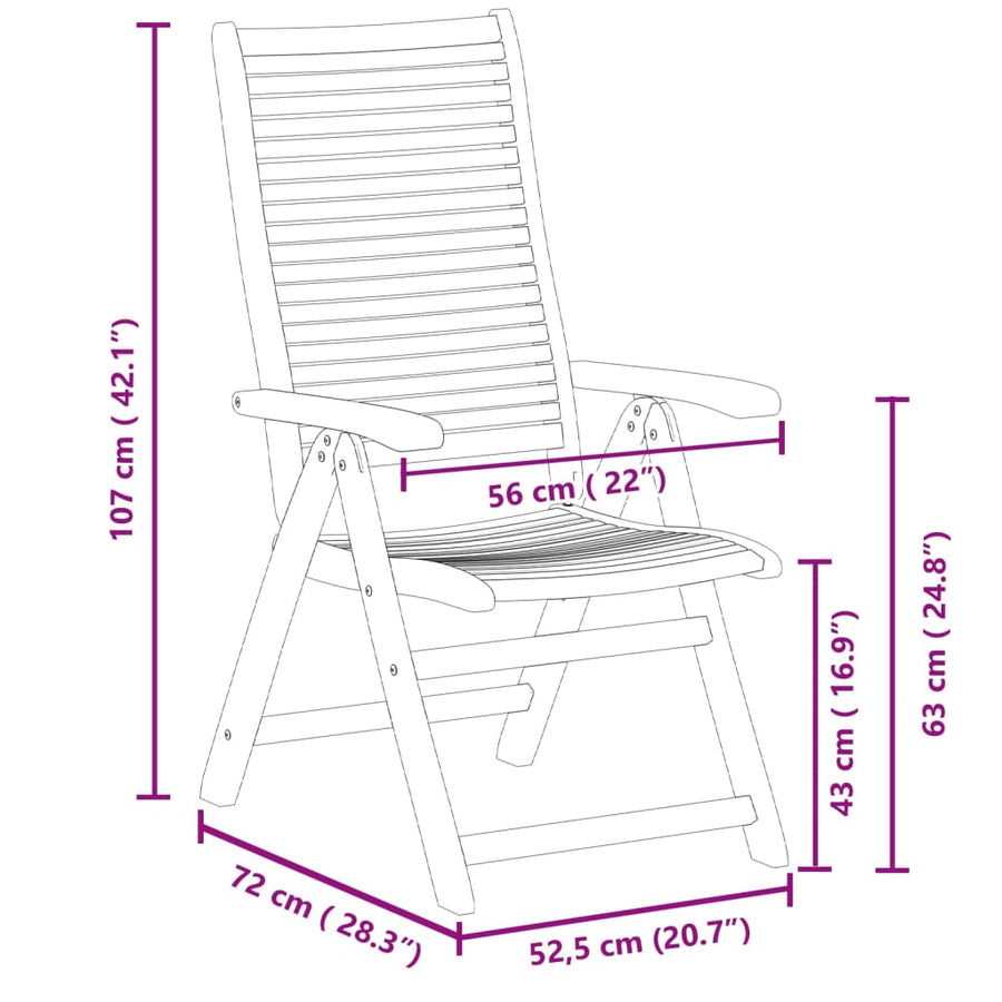 Tuinstoelen Verstelbaar 56X72X107 Cm Massief Acaciahout 8