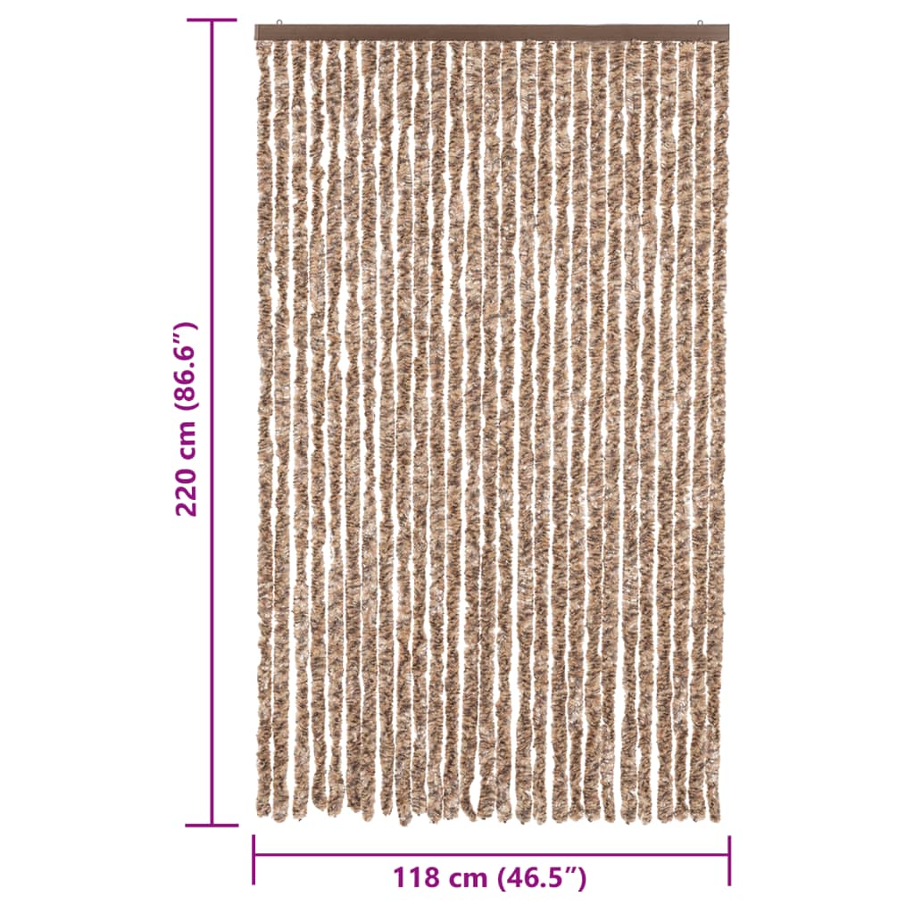 Vliegengordijn Chenille Beige En Donkerbruin 118 x 220 cm