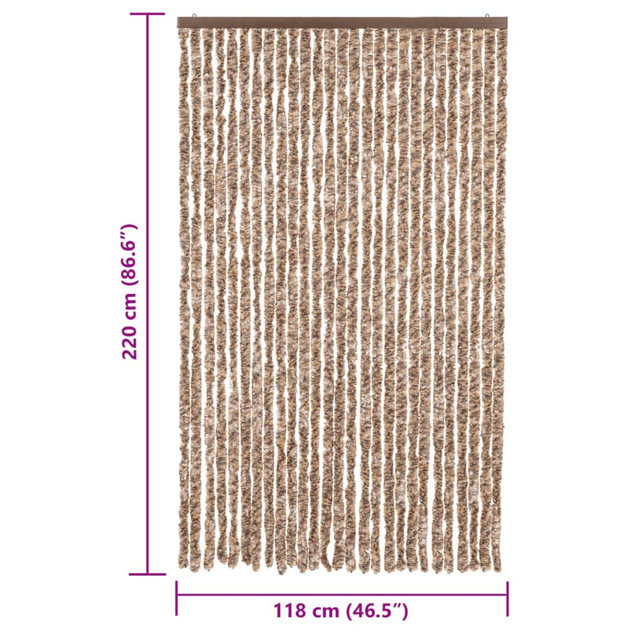 Vliegengordijn Chenille Beige En Donkerbruin 118 x 220 cm