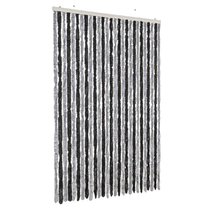 Vliegengordijn 118x220 cm chenille grijs en zwart