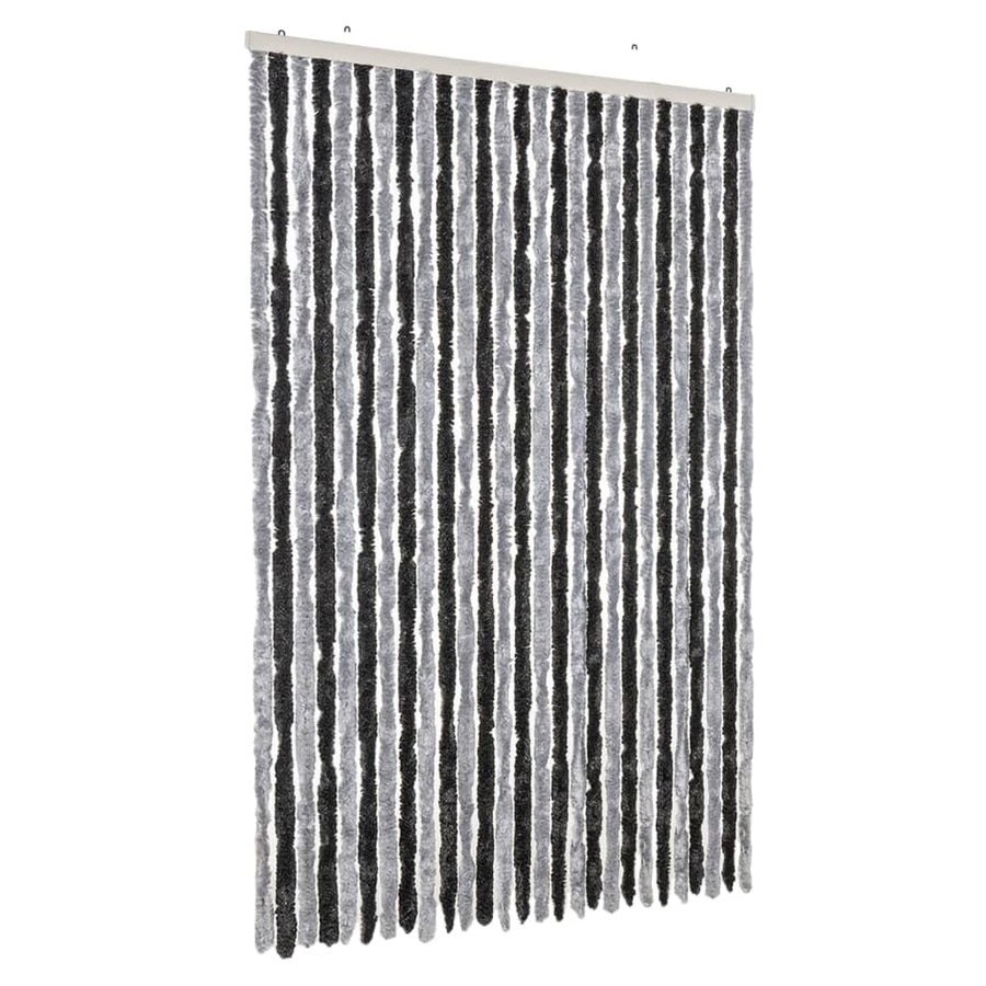 Vliegengordijn 118x220 cm chenille grijs en zwart