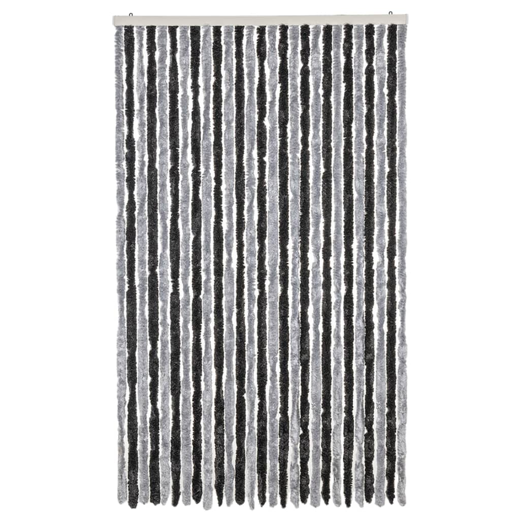 Vliegengordijn 118x220 cm chenille grijs en zwart