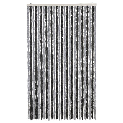 Vliegengordijn 118x220 cm chenille grijs en zwart
