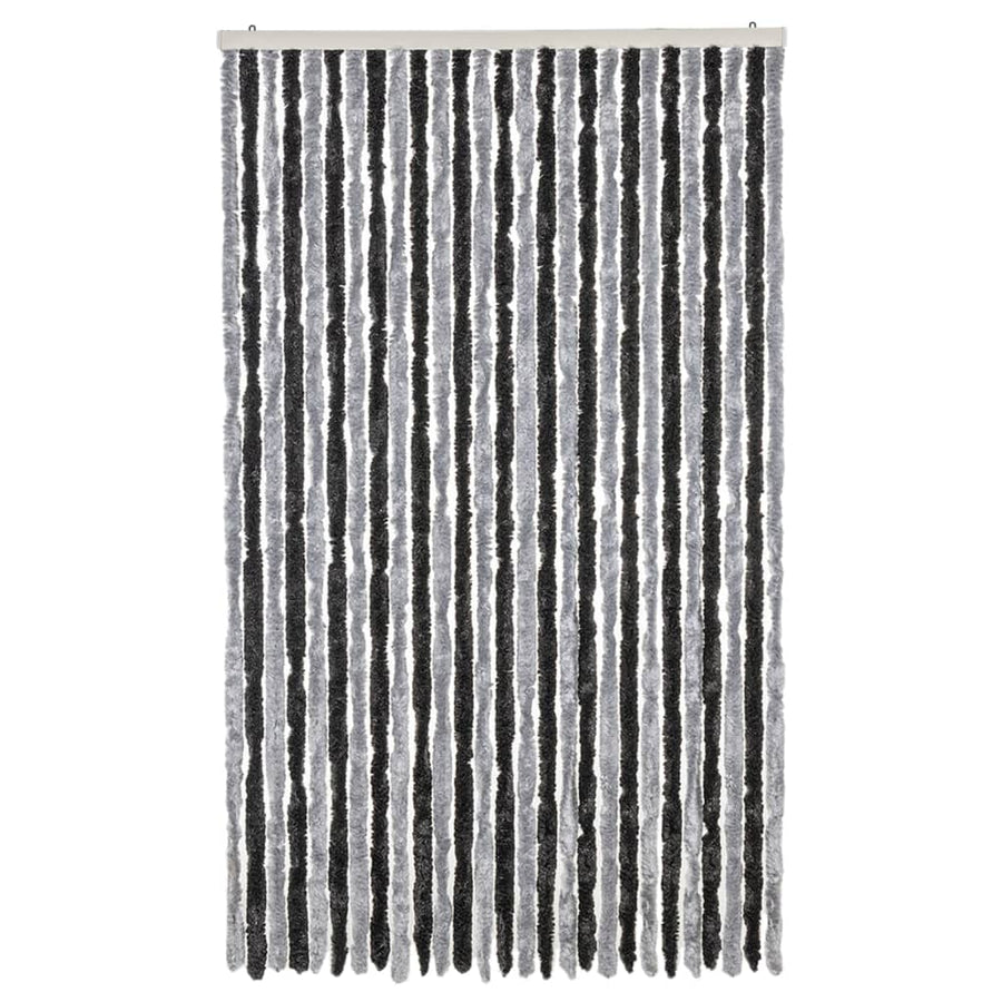 Vliegengordijn 118x220 cm chenille grijs en zwart