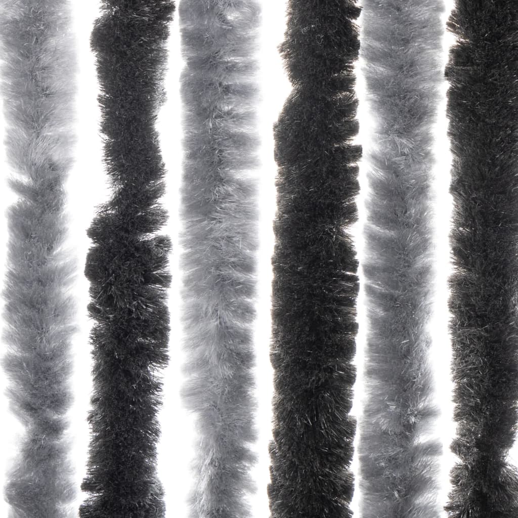Vliegengordijn 118x220 cm chenille grijs en zwart