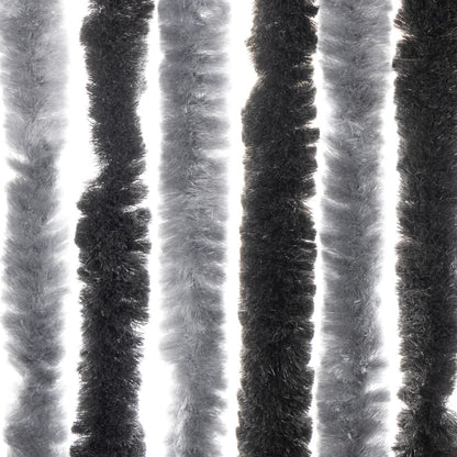 Vliegengordijn 118x220 cm chenille grijs en zwart