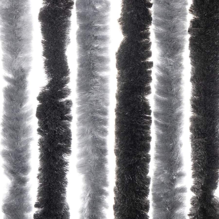 Vliegengordijn 118x220 cm chenille grijs en zwart