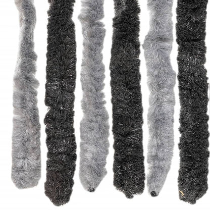 Vliegengordijn 118x220 cm chenille grijs en zwart