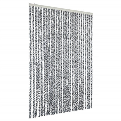 Vliegengordijn 118x220 cm chenille grijs en zwart-wit
