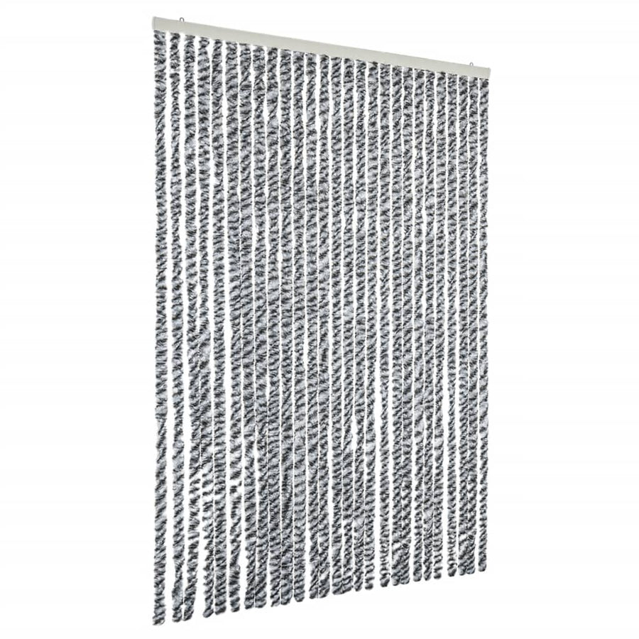 Vliegengordijn 118x220 cm chenille grijs en zwart-wit