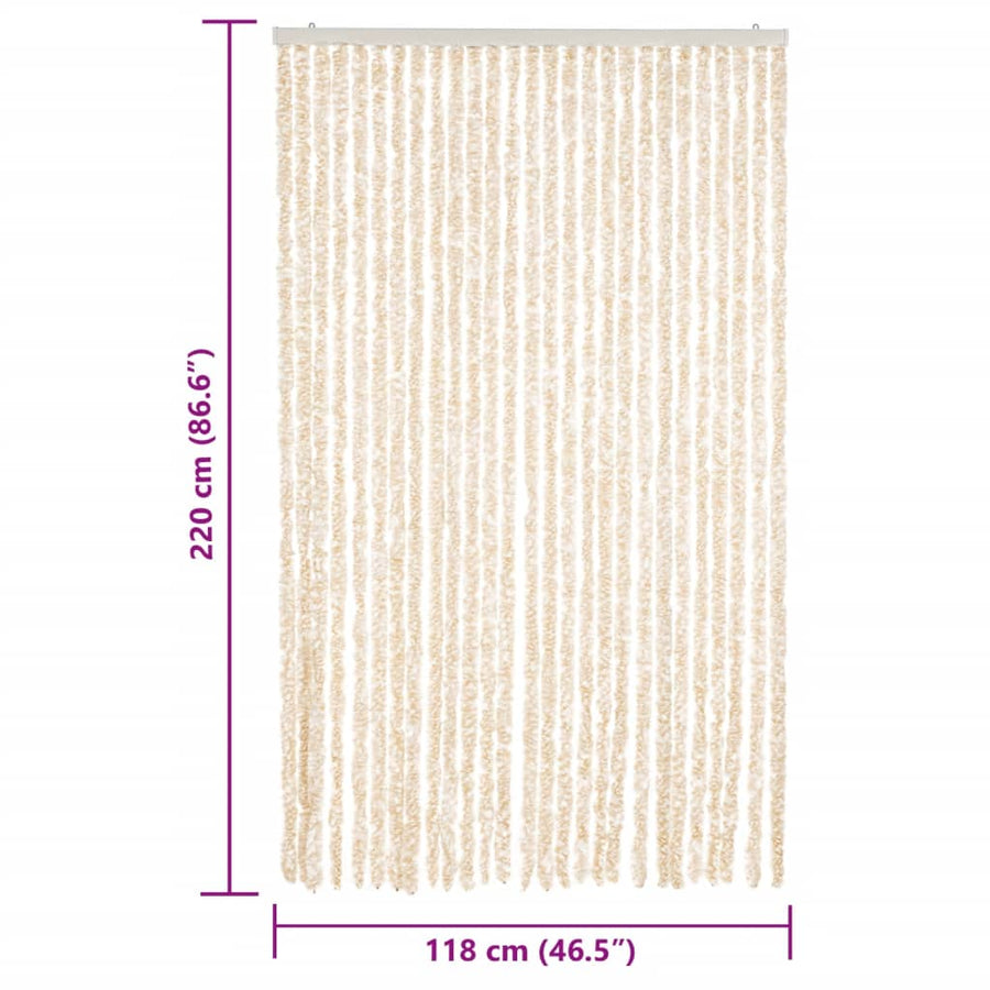 Vliegengordijn Chenille Beige En Wit 118 x 220 cm