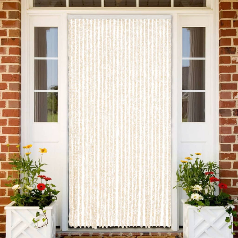 Vliegengordijn Chenille Beige En Wit 118 x 220 cm