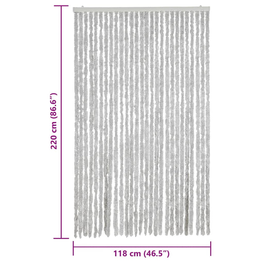 Vliegengordijn 118X220 Cm Chenille Grijs Zwart En Wit