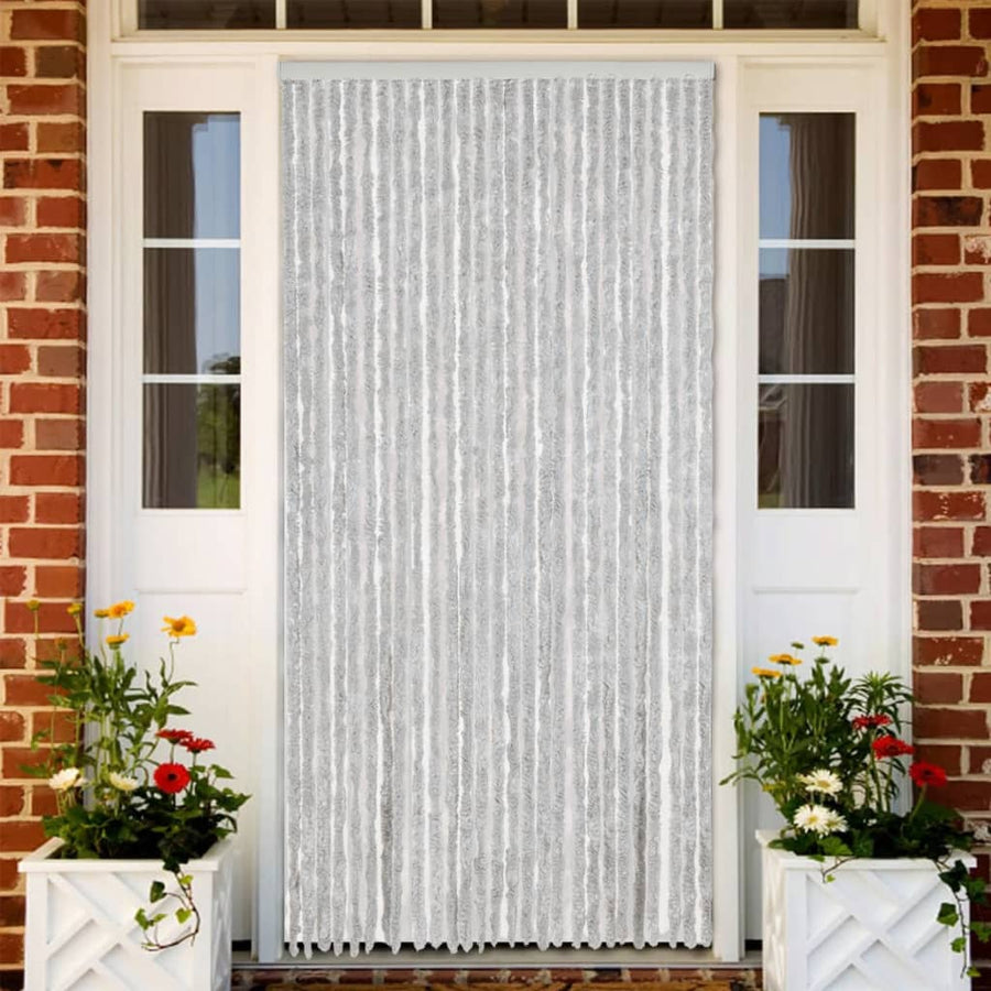 Vliegengordijn 118X220 Cm Chenille Grijs Zwart En Wit