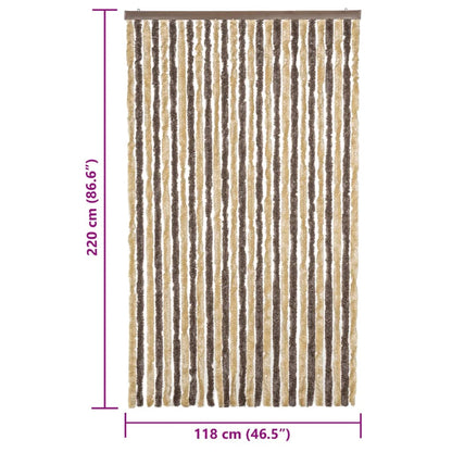 Vliegengordijn 118x220 cm chenille donkerbruin en beige