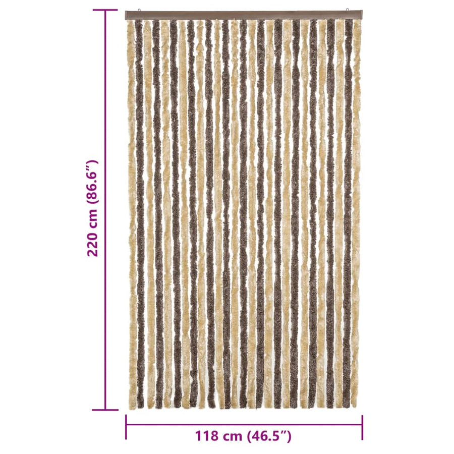 Vliegengordijn 118x220 cm chenille donkerbruin en beige