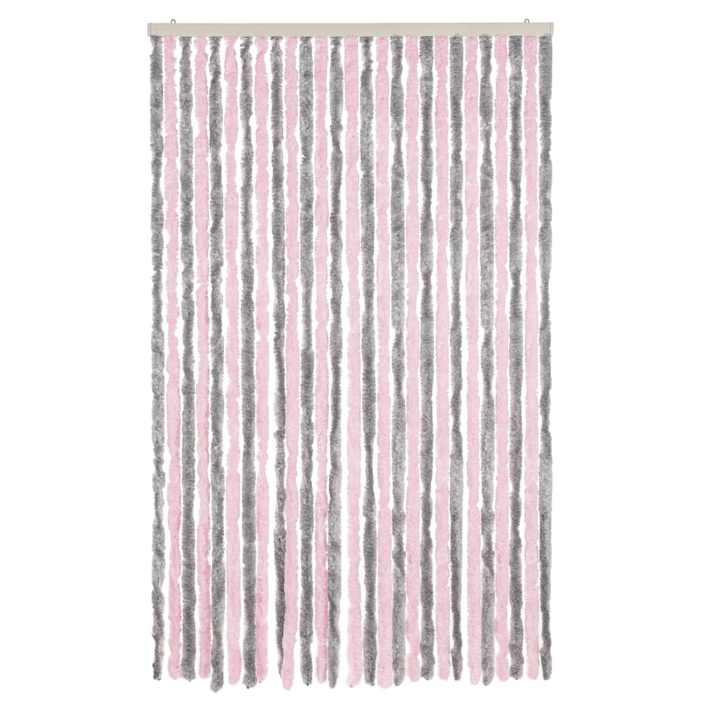 Vliegengordijn 118x220 cm chenille zilvergrijs en roze