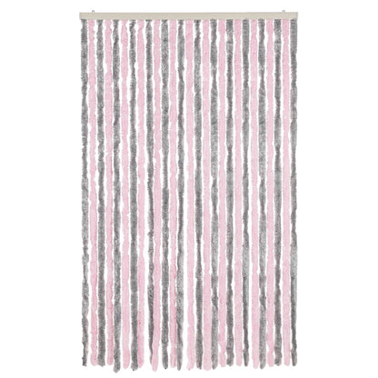 Vliegengordijn 118x220 cm chenille zilvergrijs en roze