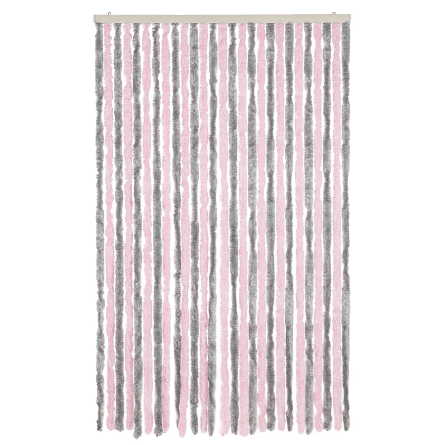 Vliegengordijn 118x220 cm chenille zilvergrijs en roze