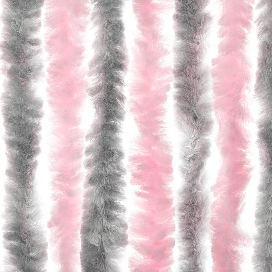 Vliegengordijn 118x220 cm chenille zilvergrijs en roze