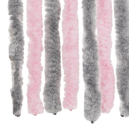 Vliegengordijn 118x220 cm chenille zilvergrijs en roze