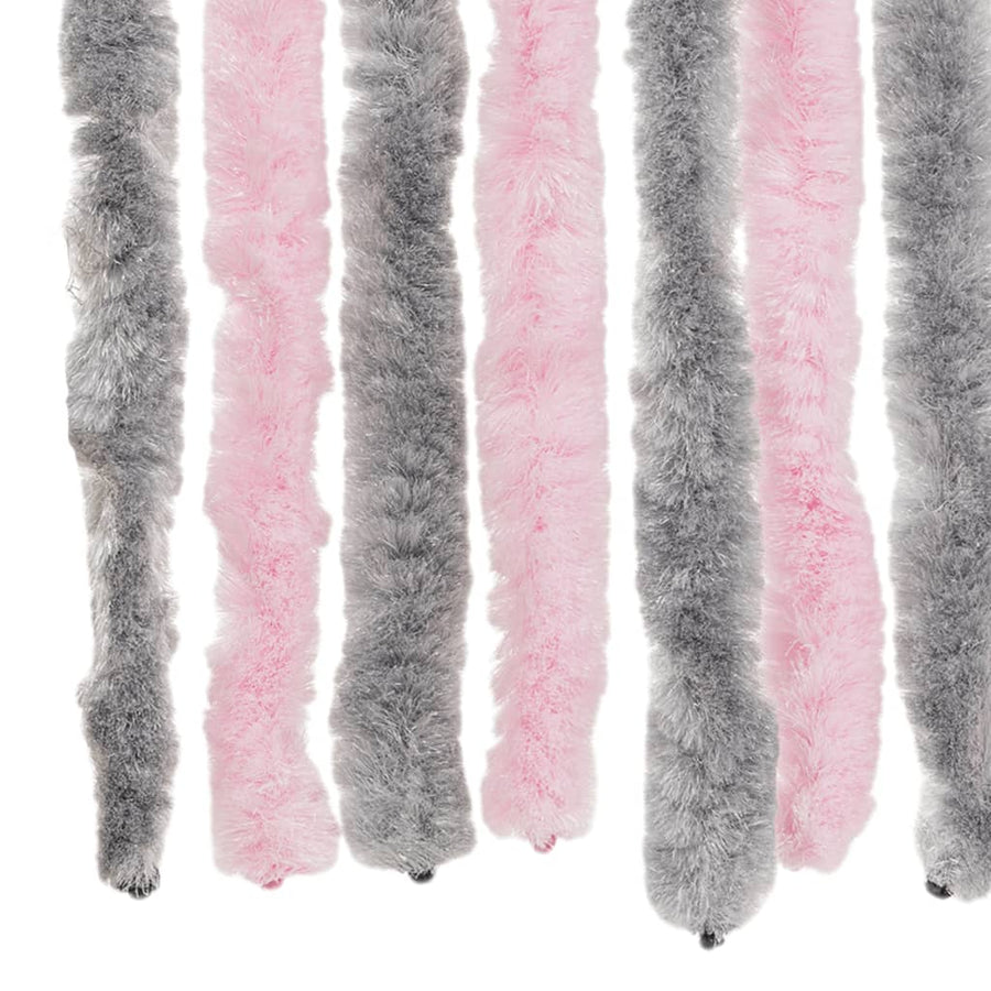 Vliegengordijn 118x220 cm chenille zilvergrijs en roze