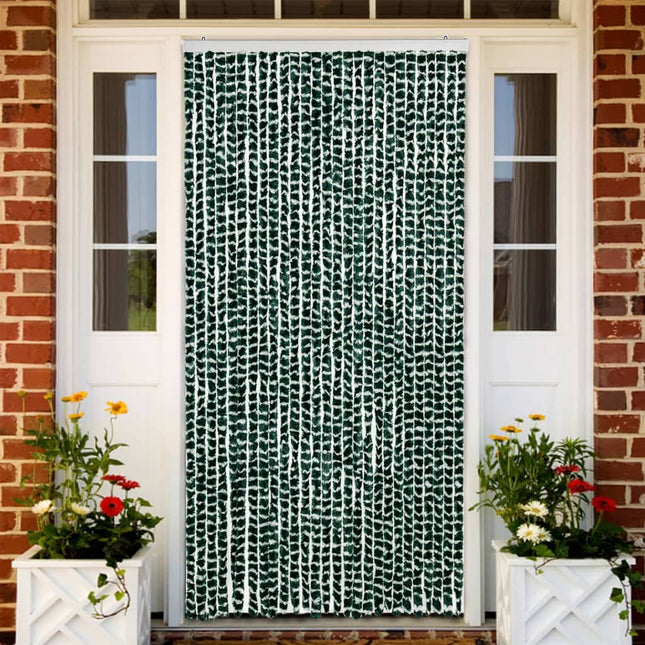 Vliegengordijn 118x220 cm chenille groen en wit