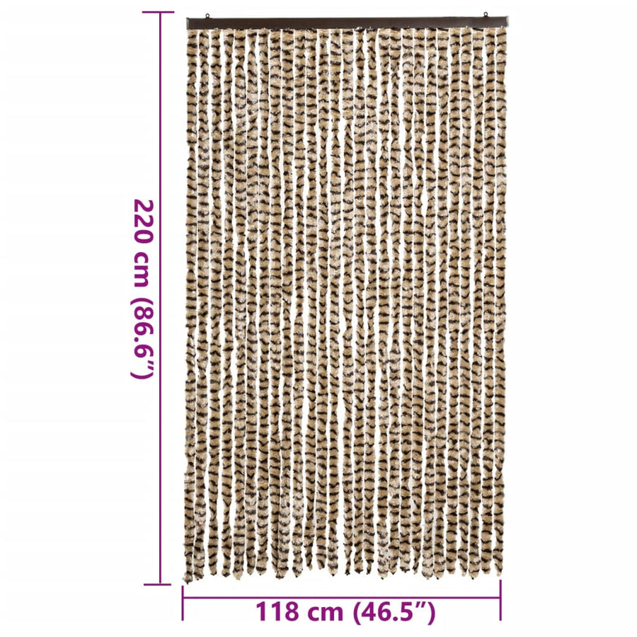 Vliegengordijn 118x220 cm chenille beige en bruin