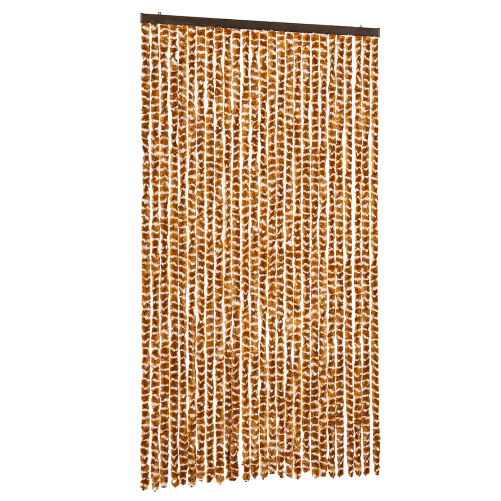 Vliegengordijn 118x220 cm chenille okerkleurig en wit