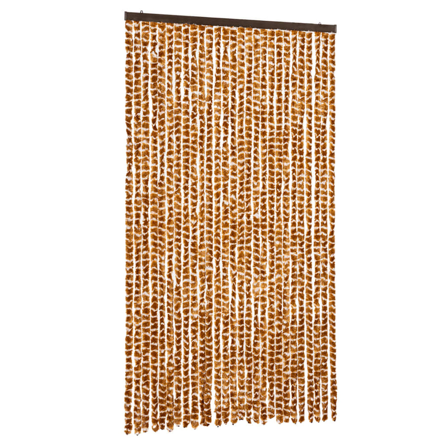 Vliegengordijn 118x220 cm chenille okerkleurig en wit