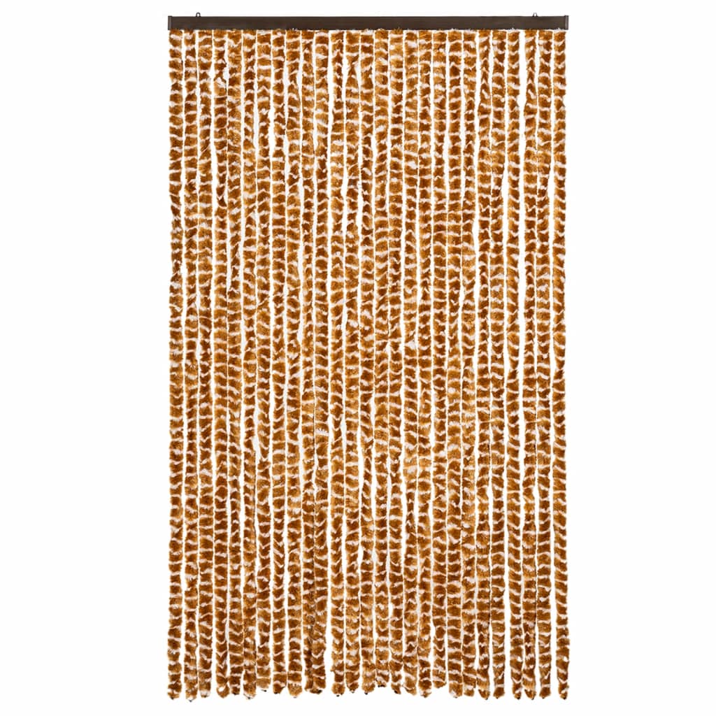 Vliegengordijn 118x220 cm chenille okerkleurig en wit