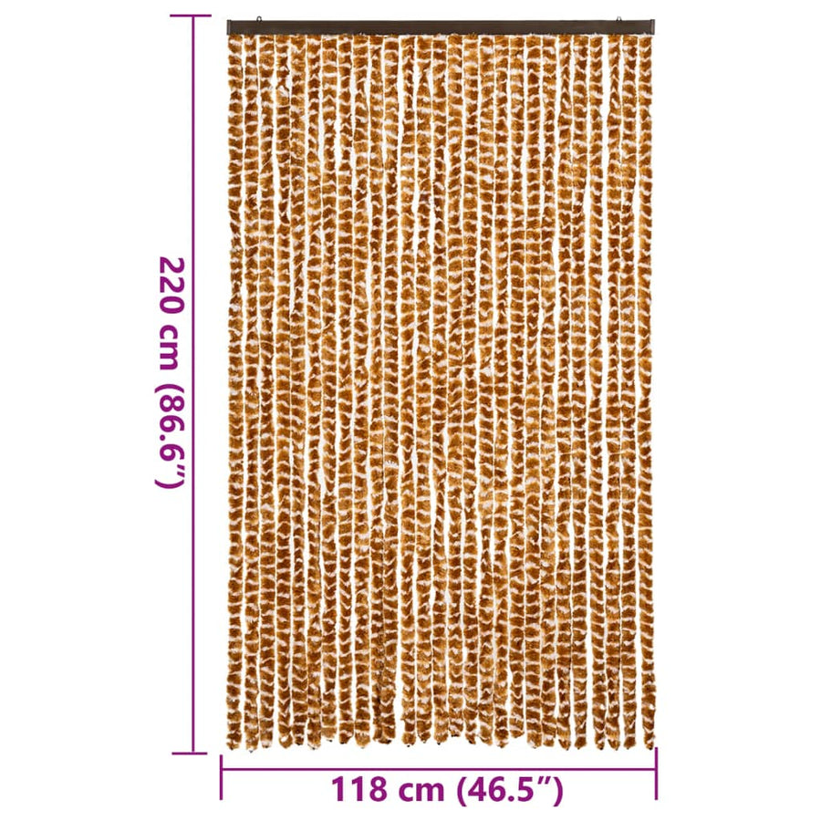 Vliegengordijn 118x220 cm chenille okerkleurig en wit