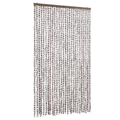 Vliegengordijn 118x220 cm chenille taupe en wit