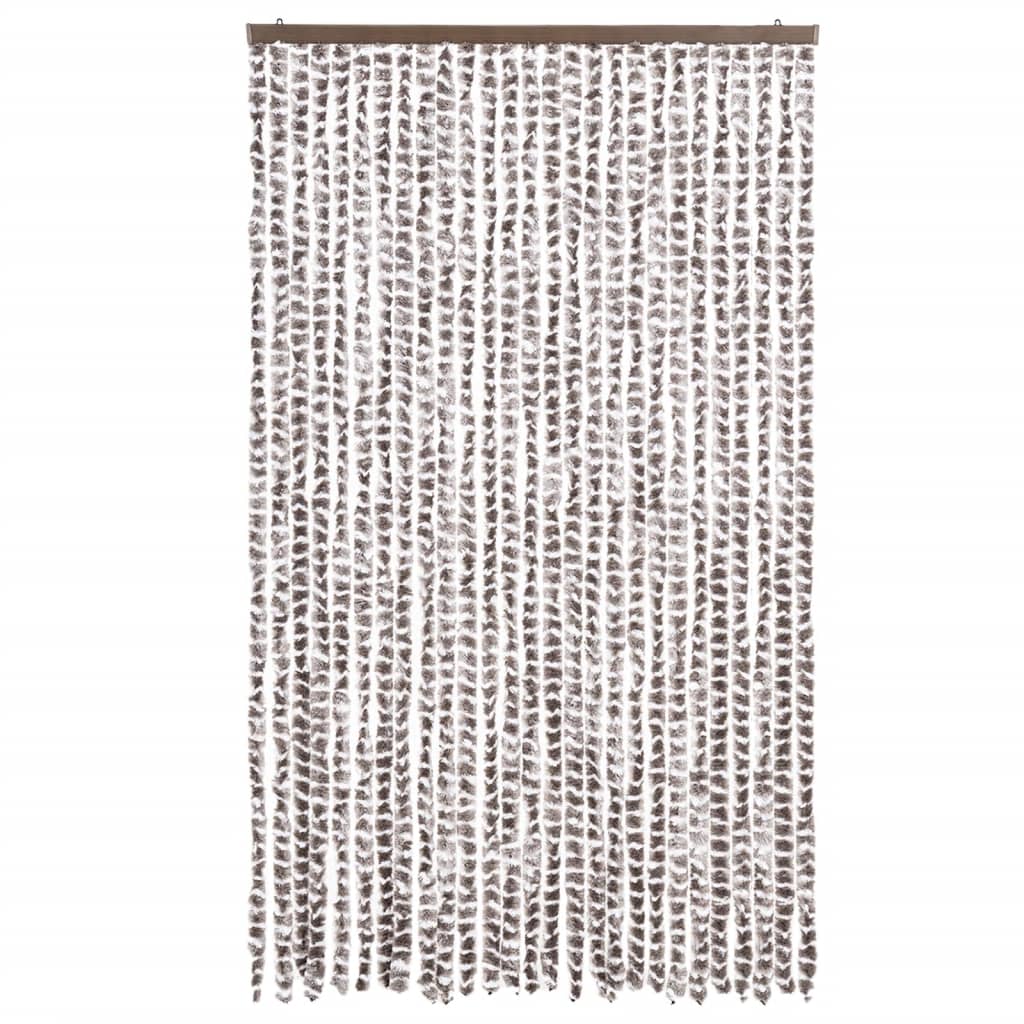 Vliegengordijn 118x220 cm chenille taupe en wit