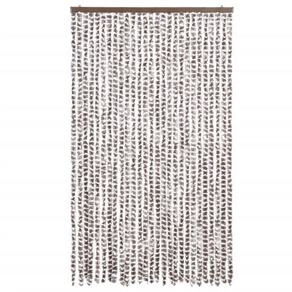 Vliegengordijn 118x220 cm chenille taupe en wit