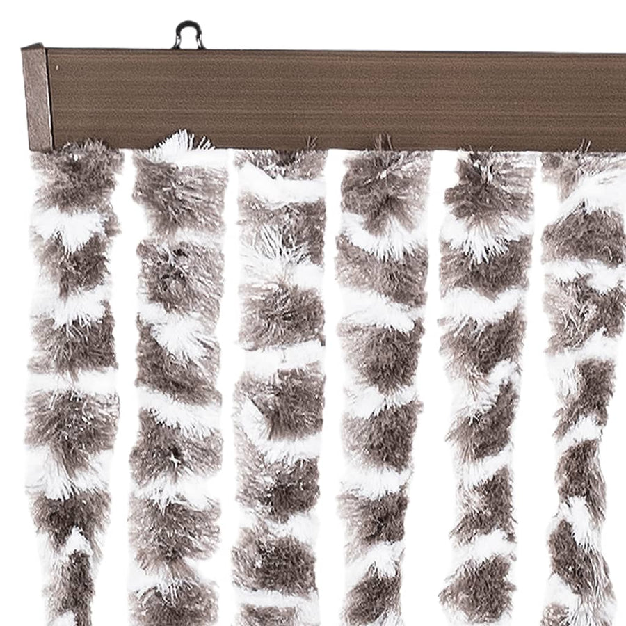 Vliegengordijn 118x220 cm chenille taupe en wit