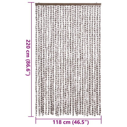 Vliegengordijn 118x220 cm chenille taupe en wit