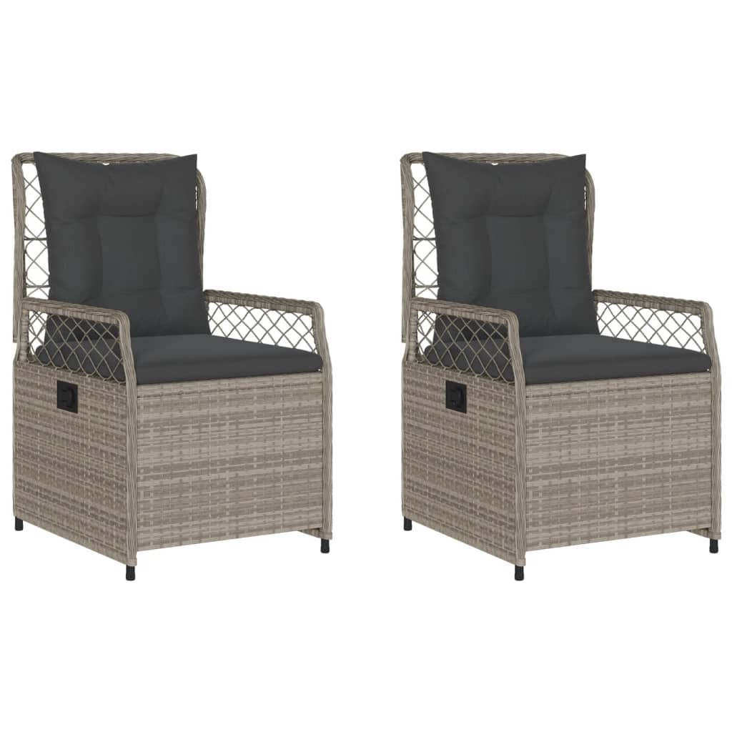 Tuinstoelen 2 st verstelbaar poly rattan lichtgrijs