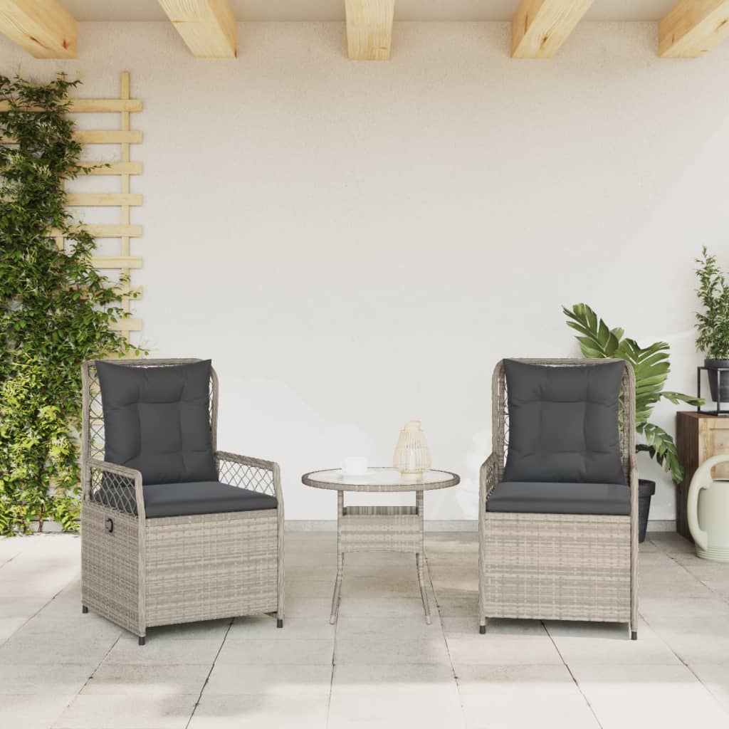 Tuinstoelen 2 st verstelbaar poly rattan lichtgrijs