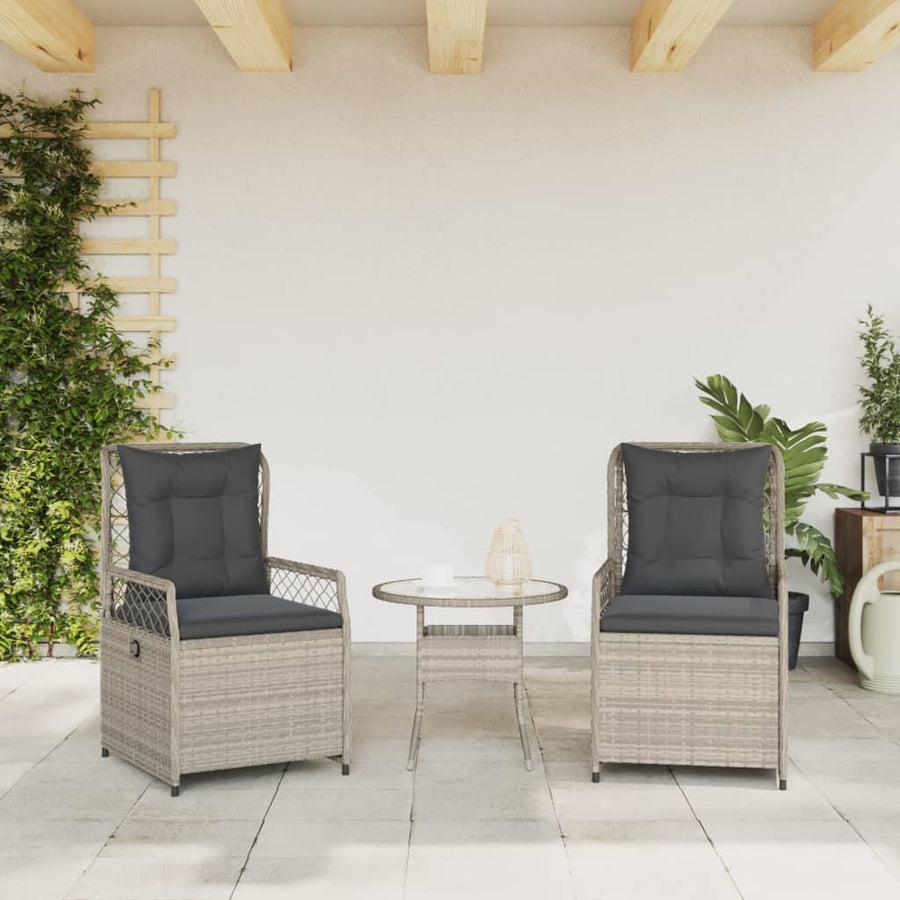 Tuinstoelen 2 st verstelbaar poly rattan lichtgrijs
