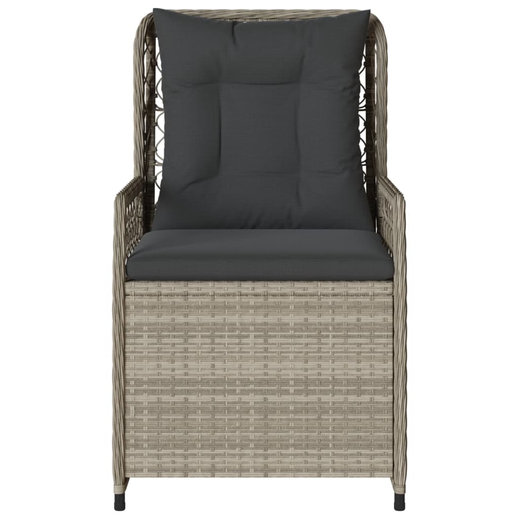 Tuinstoelen 2 st verstelbaar poly rattan lichtgrijs