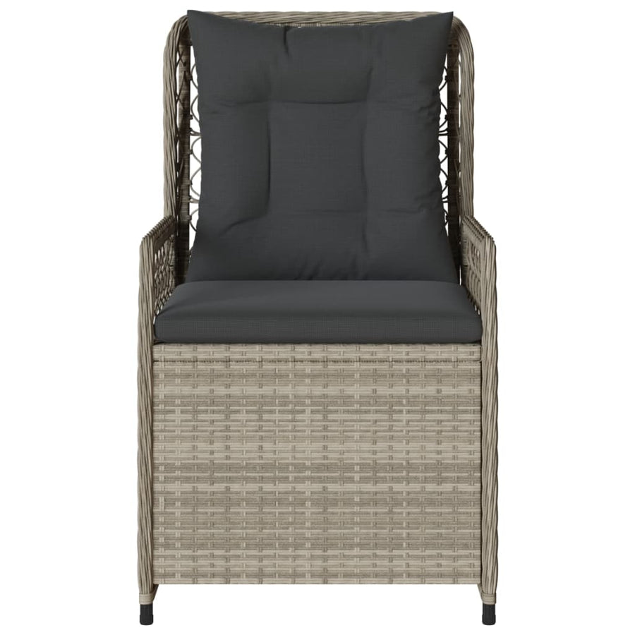 Tuinstoelen 2 st verstelbaar poly rattan lichtgrijs