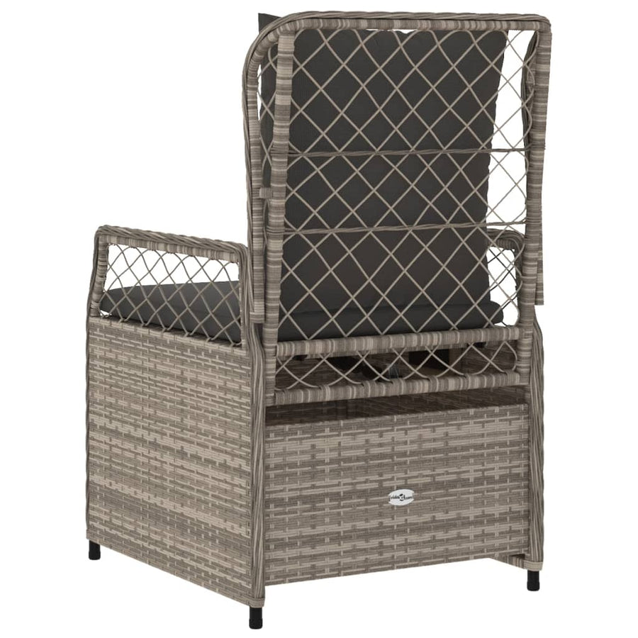 Tuinstoelen 2 st verstelbaar poly rattan lichtgrijs