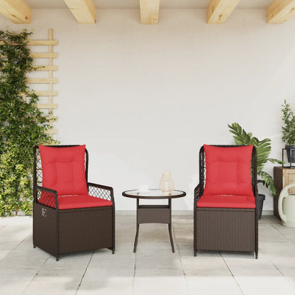 Liggende tuinstoelen 2 stuks bruin polyrotan