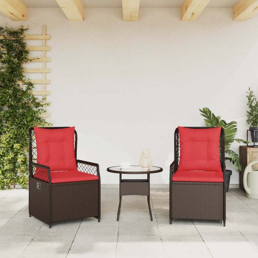 Liggende tuinstoelen 2 stuks bruin polyrotan