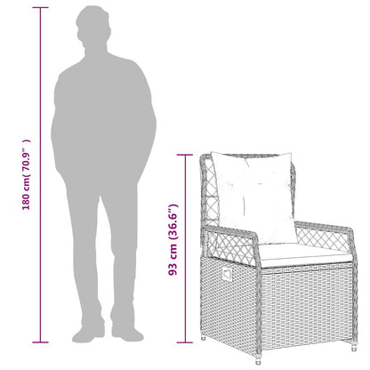 Liggende tuinstoelen 2 stuks bruin polyrotan