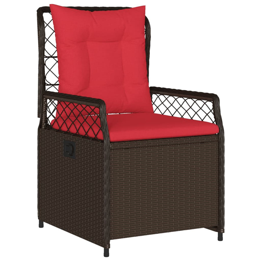 Liggende tuinstoelen 2 stuks bruin polyrotan